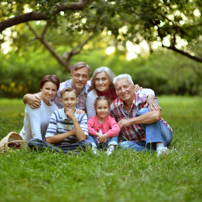 Portrait,Of,A,Happy,Smiling,Family,Relaxing,In,Park